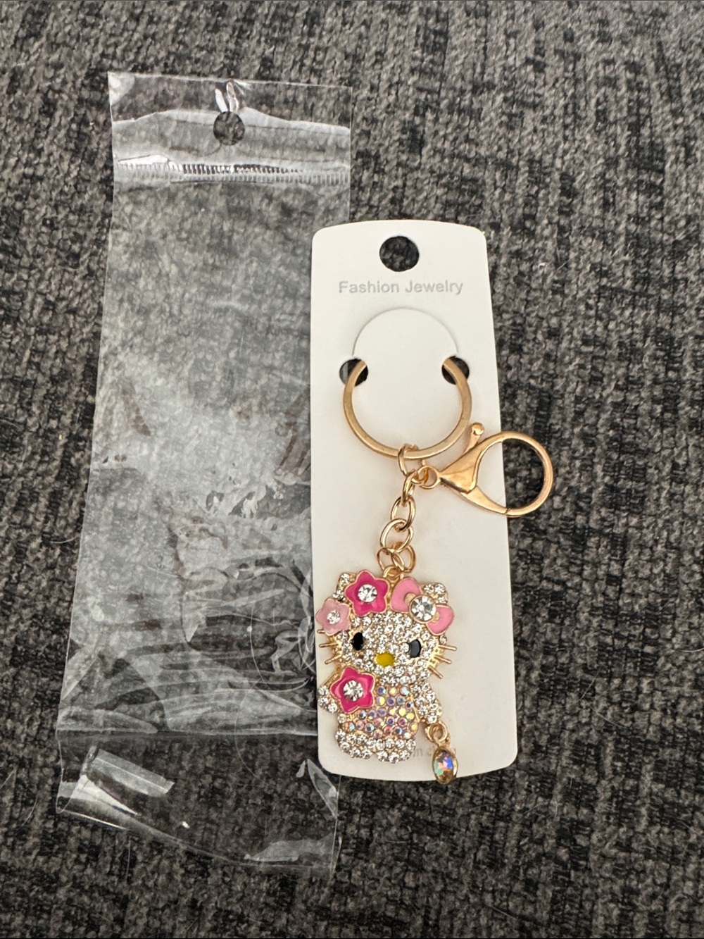 Crystal Hello Kitty Pink Keychain Bag Charm - Fashion Jewelry